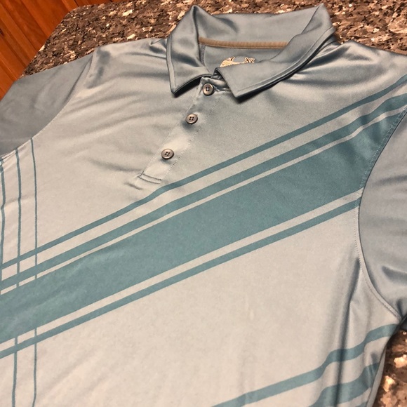 One Blue Big Striped Pattern Under Armour Heat Gear Polo - Picture 3 of 6